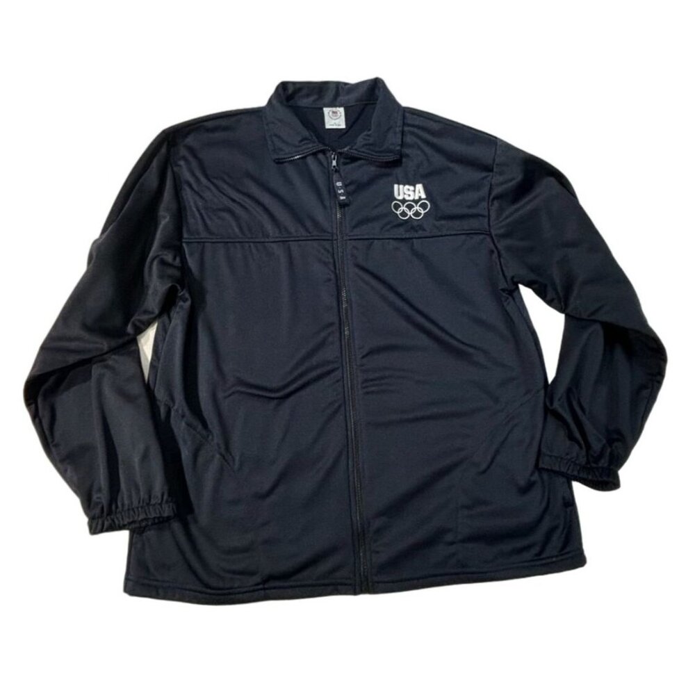USA Olympic Committee Windbreaker Jacket XL Made In USA Embroidered Blue
